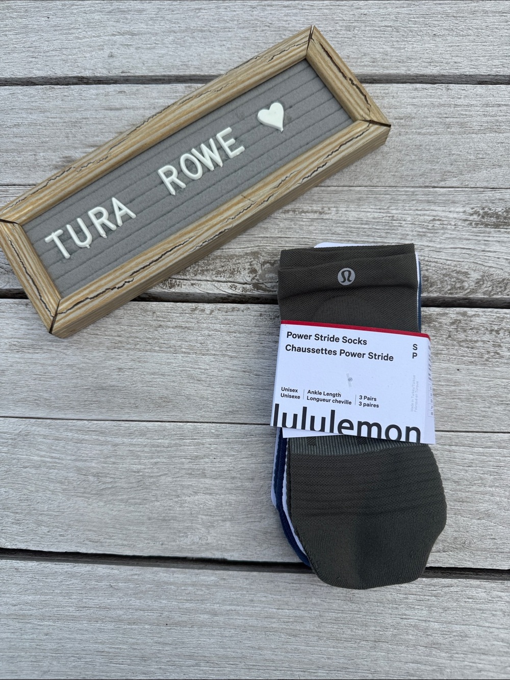 Lululemon Power Stride Ankle Socks 3 Pack Army Green White Blue Size Small nwt